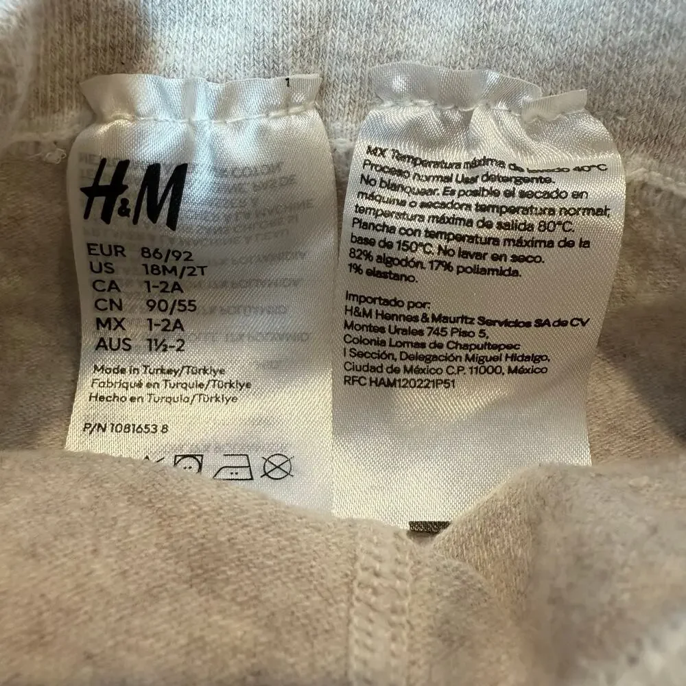 H&M Ivory Oatmeal Cable Knit Ruffle Thick Knit Sweater Tights18 18-24 Months 2T